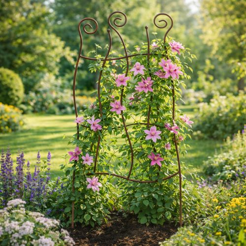Product Metal garden trellis with curved design for climbing plants, 110cm
