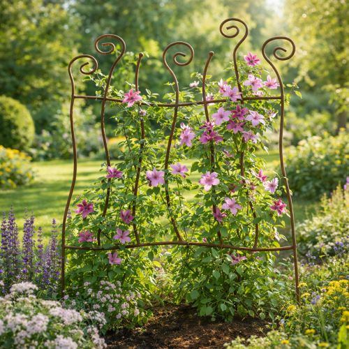 Product Trellis, climbing aid, curved metal, artistic garden decoration, 72cm