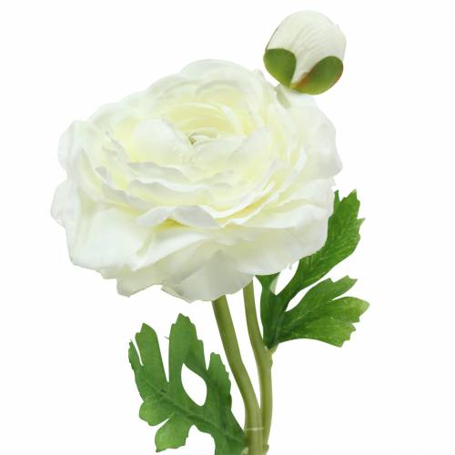 Product Artificial flower ranunculus with blossom and bud white H34cm