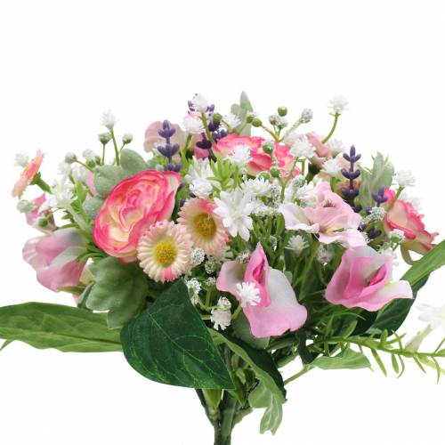 Floristik24 Artificial bouquet with ranunculus and bellis pink, white Ø20cm