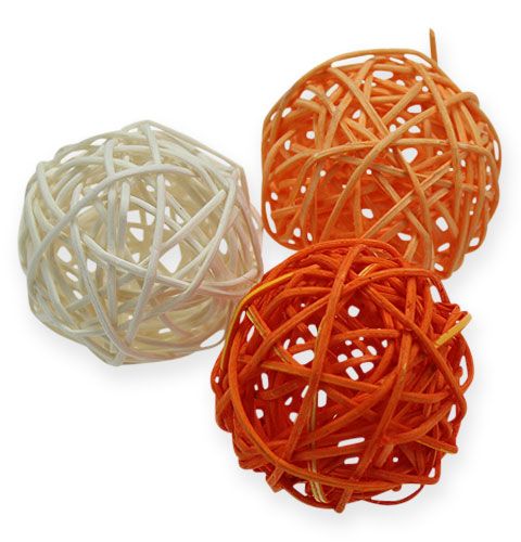 Floristik24 Rattan Balls 4,5cm Orange Apricot 30pcs