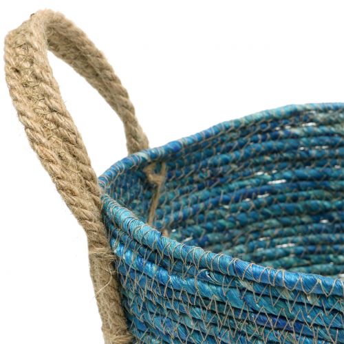 Floristik24 Rattan basket nature/blue Ø40/32/26cm 3pcs
