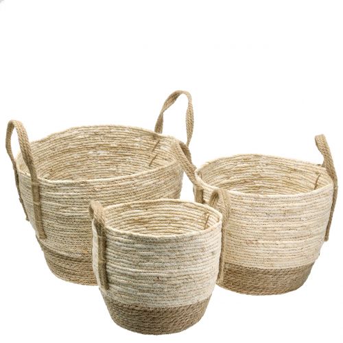 Rattan basket nature/brown Ø40/32/26cm 3pcs