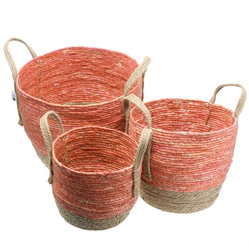 Floristik24 Rattan basket nature/orange Ø40/32/26cm 3pcs