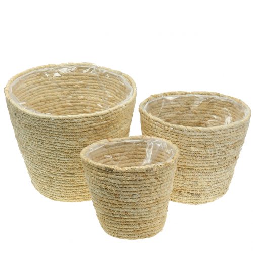 Plant basket rattan nature Ø26/22/16cm 3pcs