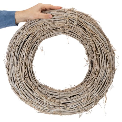 White-Washed Rattan Wreath 50cm for Creative Decoration | Floristik24.co.uk