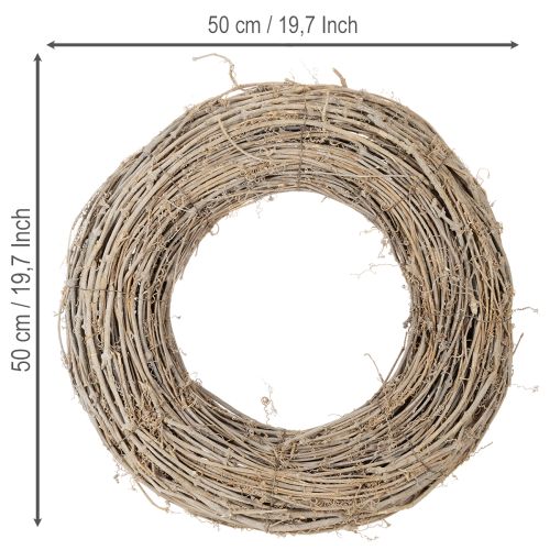 White-Washed Rattan Wreath 50cm for Creative Decoration | Floristik24.co.uk