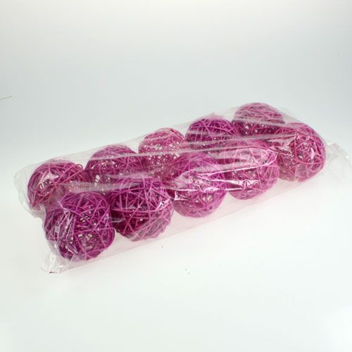 Floristik24 Rattan ball 10cm purple 10pcs