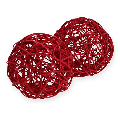Floristik24 Rattan ball 10cm red 10pcs