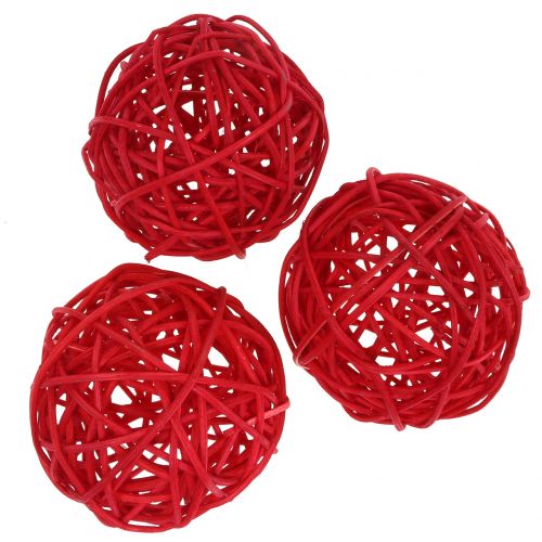 Floristik24 Rattan ball red Ø7.5cm 15pcs