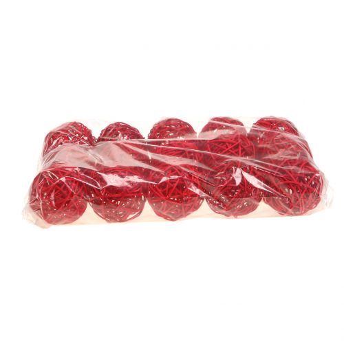 Floristik24 Rattan ball red Ø7.5cm 15pcs
