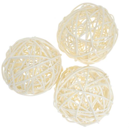 Floristik24 Rattan ball bleached Ø7,5cm 15pcs