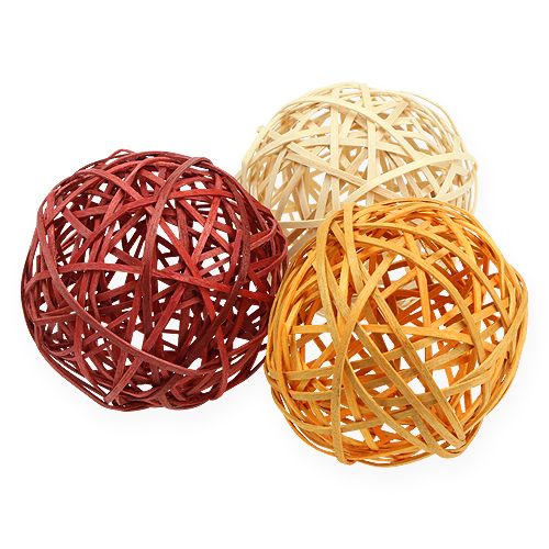 Floristik24 Decorative rattan balls 3-colored Ø8cm 8pcs