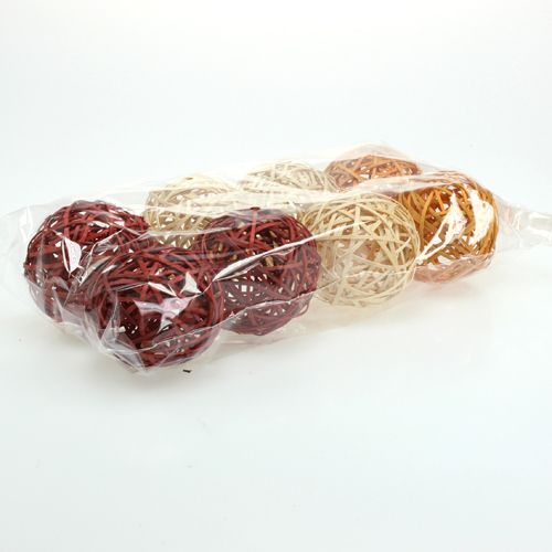 Floristik24 Decorative rattan balls 3-colored Ø8cm 8pcs