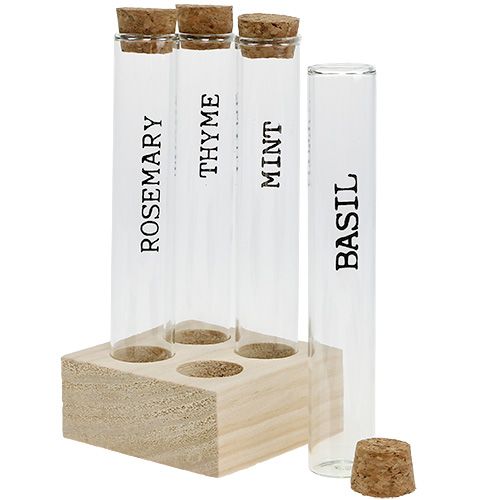 Floristik24 Test tube spice rack wooden 16,5cm