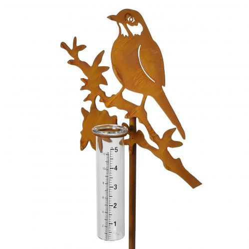 Rain gauge garden plug rust bird 23x7,5x110cm