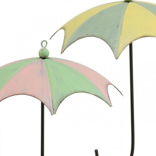 Product Metal umbrellas, spring, hanging umbrellas, autumn decoration pink/green, blue/yellow H29.5cm Ø24.5cm set of 2