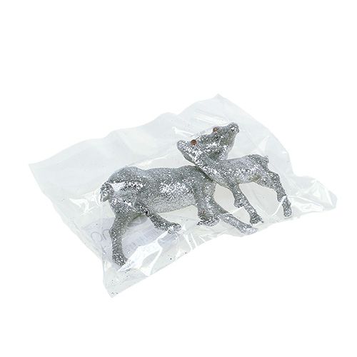 Floristik24 Fawn with fawn 10cm silver with mica