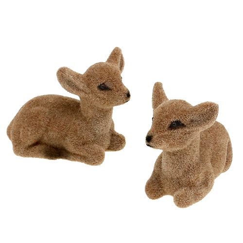 Floristik24 Deer sitting flocked 8cm 6 pcs
