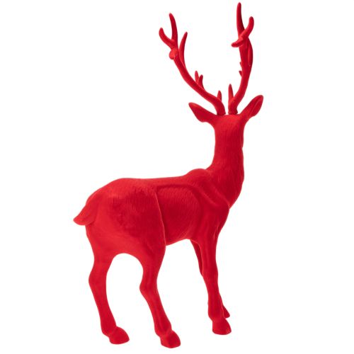 Large Red Flocked Standing Reindeer Decoration, 85 cm | Floristik24.co.uk