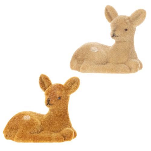Deko Figur Set Lying Fawns 8cm, 6pcs, Brown Tones, Plastic, Indoor Decoration | Floristik24.co.uk