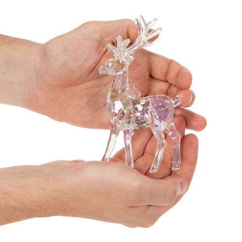 Reindeer Ornaments, Acrylic, Iridescent, 14 cm, Set of 4, for Christmas Decoration | Floristik24.co.uk