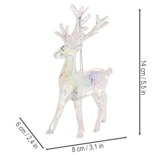 Reindeer Ornaments, Acrylic, Iridescent, 14 cm, Set of 4, for Christmas Decoration | Floristik24.co.uk
