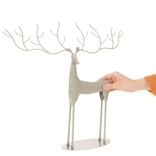 Deko Stag Sculpture in Mint Green Metal Finish – 48cm Antler Span | Floristik24.co.uk