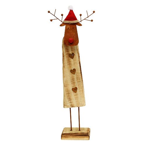 Floristik24 Reindeer with hat wood nature 32cm