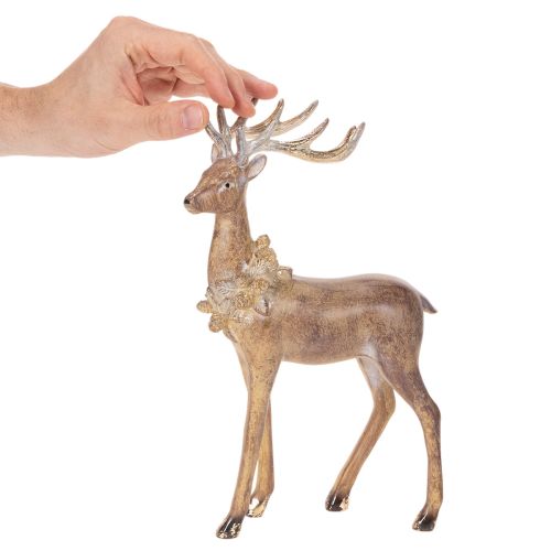 Decorative Polyresin Stag Figure with Antlers in Brown and Gold – 28cm | Floristik24.co.uk