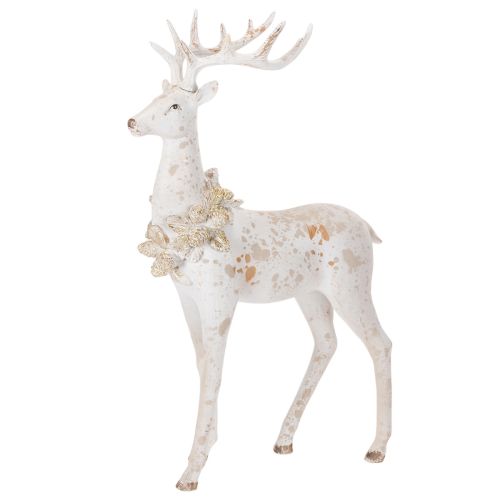 Decorative Resin Deer Figurine with Pinecone Detail, 49cm, White and Grey buy online | Floristik24.co.uk
