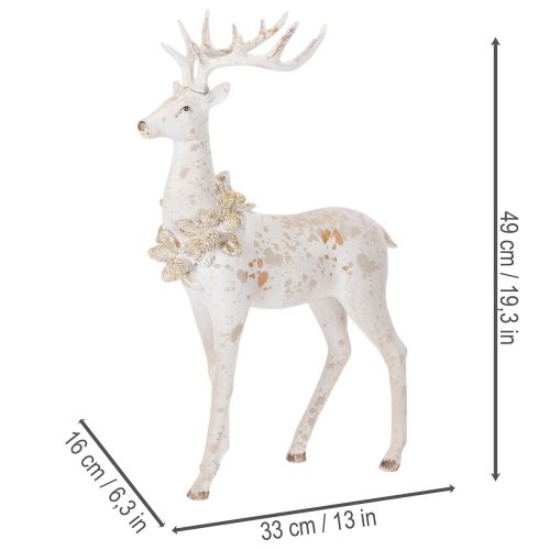 Decorative Resin Deer Figurine with Pinecone Detail, 49cm, White and Grey | Floristik24.co.uk