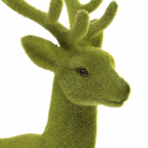 Product Decorative reindeer flocked moss green 20cm 2 pcs