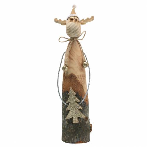 Product Natural branch reindeer with natural fir tree, Golden H27cm