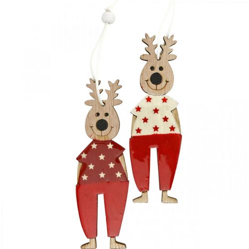 Reindeer for hanging, Christmas decoration, Christmas tree decoration, wooden decoration for Advent H13cm 8 pcs