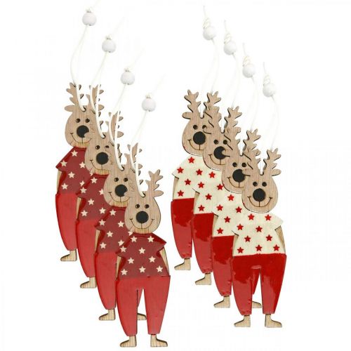 Product Reindeer for hanging, Christmas decoration, Christmas tree decoration, wooden decoration for Advent H13cm 8 pcs