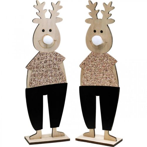 Floristik24 Reindeer wooden decorative figure standee Christmas 12×6.5cm H45cm 2pcs