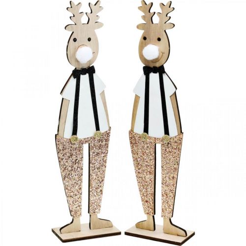 Floristik24 Reindeer wooden decoration figure Christmas to put 12×6.5cm H45cm 2pcs