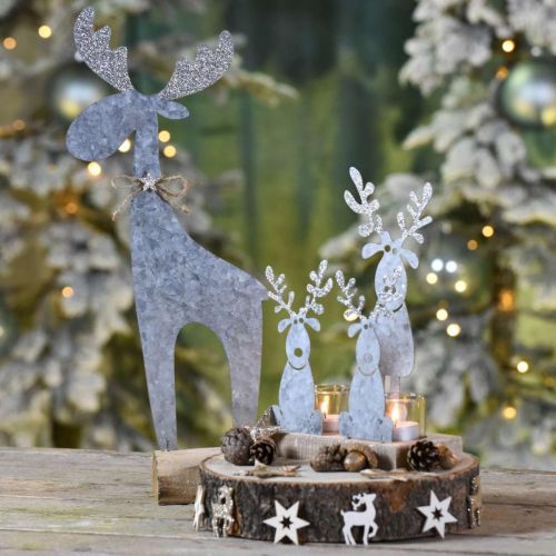 Floristik24 Reindeer silver glitter 42cm x 16.5cm