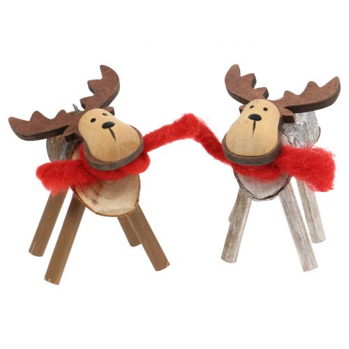 Floristik24 Wooden reindeer nature, white 11cm 6pcs