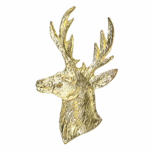 Floristik24 Decorative reindeer bust golden metal 8cm × 4.8cm 8pcs