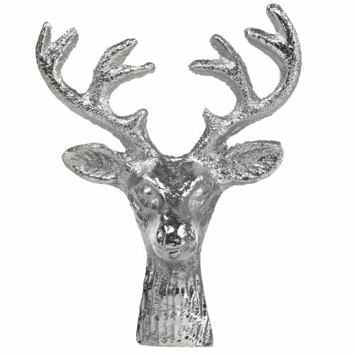 Floristik24 Deer head for handicrafts metal silver 6.8cm 6pcs Advent decoration