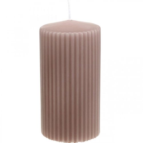 Floristik24 Pillar candles antique pink grooved candle 70/130mm 4pcs