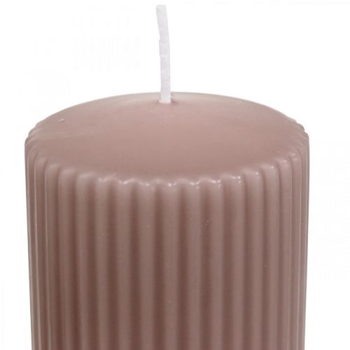 Product Pillar Candles Old Pink Grooved Candle 70/90mm 4 Pcs