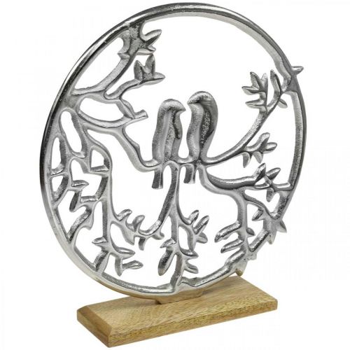 Floristik24 Table decoration spring, decorative ring bird deco silver H37.5cm