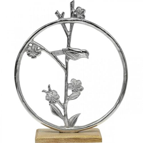 Product Table decoration spring, decorative ring bird deco silver H32.5cm