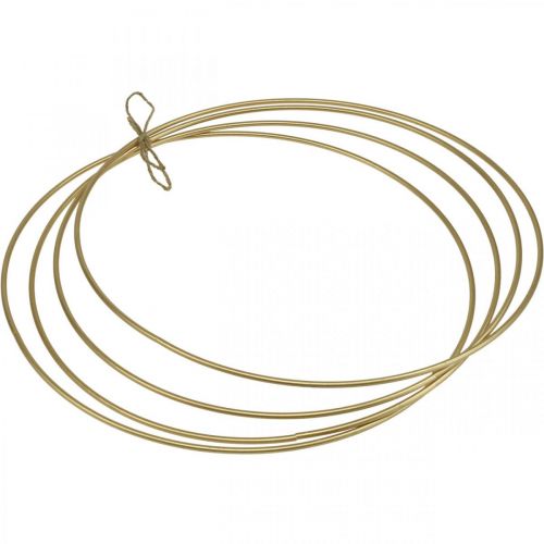 Floristik24 Metal ring decor ring Scandi ring deco loop golden Ø40cm 4pcs