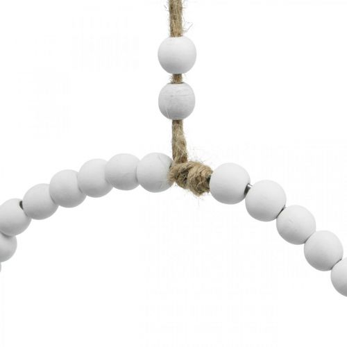 Product Decorative wooden ring, spring decoration, ring with pearls, wedding white Ø19cm 4pcs