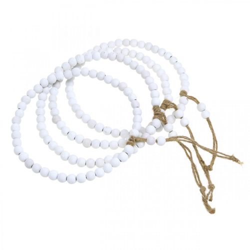 Product Decorative wooden ring, spring decoration, ring with pearls, wedding white Ø19cm 4pcs