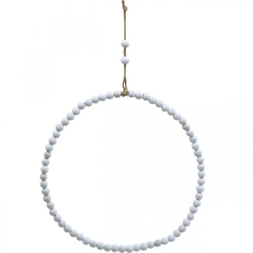 Product Ring with pearls, spring, decorative ring, wedding, wreath to hang white Ø28cm 4pcs